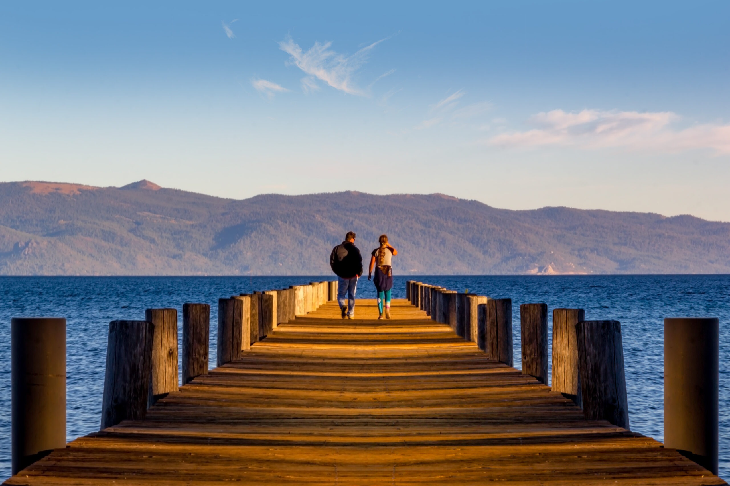 Pier with people Lake Tahoe